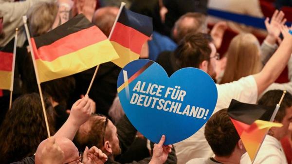 People attend an election campaign event of the Alternative for Germany (AfD) in Heidenheim. Pic: Reuters