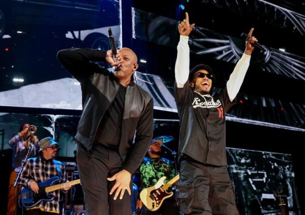 Dr. Dre and Anderson .Paak perform o<em></em>nstage during the FireAid Benefit Co<em></em>ncert for California Fire Relief at The Kia Forum on Jan. 30, 2025 in Inglewood, California.