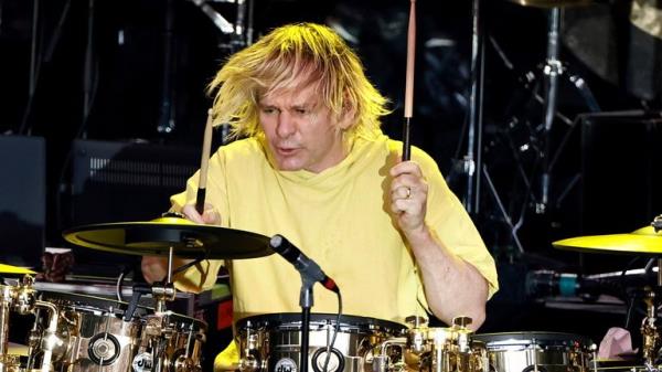 20 June 2023, Berlin: Zak Starkey, drummer, of the band The Who plays at the co<em></em>ncert of The Who with Orchestra - "Hits Back!" at the Waldb'hne in Berlin. Photo by: Carsten Koall/picture-alliance/dpa/AP Images


