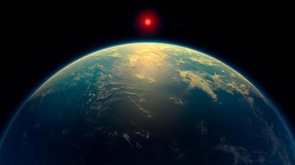 An illustration shows a hycean world which could what K2-18 b is. Pic: Reuters