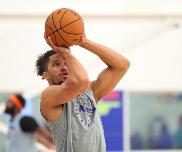 New York Knicks guard Josh Hart (3) when the New York Knicks practiced Wednesday, April 16, 2025 at Madison Square Garden Training Center in Greenburgh, NY. 