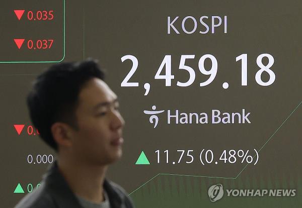 This photo shows a dealing room at Hana Bank in central Seoul on April 17, 2025. (Yonhap)