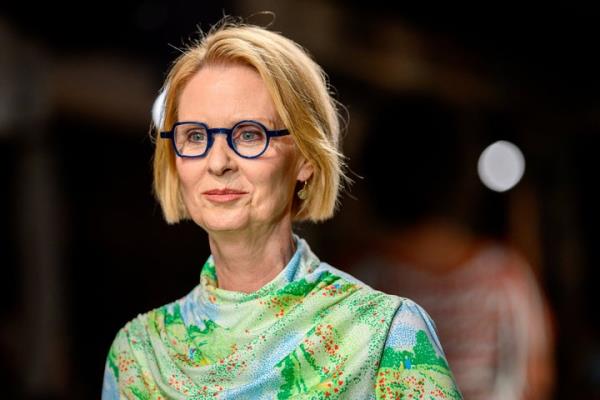 Cynthia Nixon, seen here on the runway of New York Fashion Week in March, stirred up a minor co<em></em>ntroversy for wearing a shirt with the same colors of the Palestinian flag. Her representatives called the resemblance a 