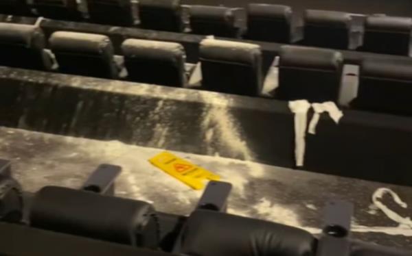 Image of trashed cinema after Minecraft showing. (Tiktok: @Tahliaclaireg)